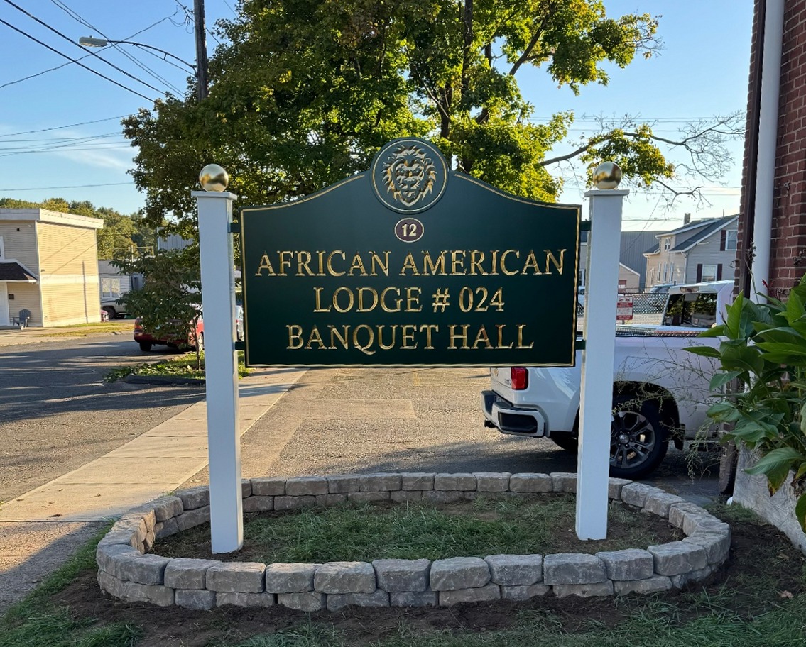 The African American Lodge #024 monument sign on Manila Avenue